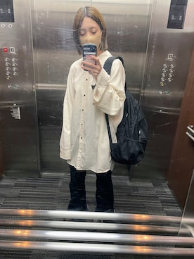 「mystic（ミスティック）のセンターステッチフレアデニム（デニムパンツ）」を使った、ariesさん（レディース・161cm）の秋コーディネート