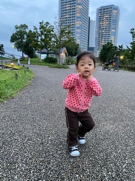 「BONTON（ボントン）のアイテム」を使った、ピヨリさん（キッズ・70cm）の秋コーディネート