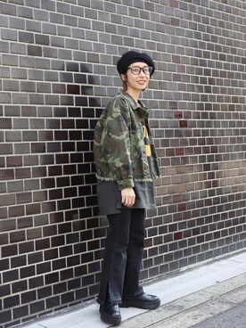 「デイリーカジュアル」｜「アイテム（ハンチング/ベレー帽）」を使った、chruuさん（レディース・153cm）の冬コーディネート