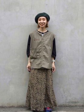 chruuさんの「OVERRIDE BASQUE BASIC BERET」を使ったコーディネート