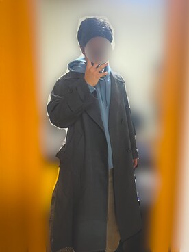 「WYM」｜「アイテム（チェスターコート）」を使った、ぶっきーさん（メンズ・173cm）の冬コーディネート