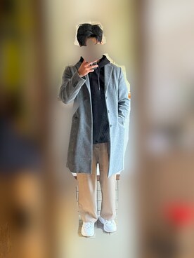 「GLOBAL WORK（グローバルワーク）のアイテム（ジャケット/アウター、グレー系）」を使った、ぶっきーさん（メンズ）の冬コーディネート