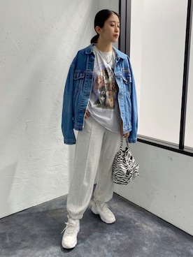 「Adoon plain（アドーンプレーン）のアイテム（パンツ）」を使った、𝕊 𝔸 𝕀さん（レディース・163cm）の秋コーディネート