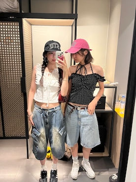 「VINTAGE（ヴィンテージ）のアイテム（デニムパンツ）」を使った、はまゆさん（レディース・165cm）の秋コーディネート