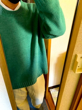 「GU（ジーユー）のアイテム（パンツ、ベージュ系）」を使った、yasu2831さん（メンズ・172cm）の冬コーディネート