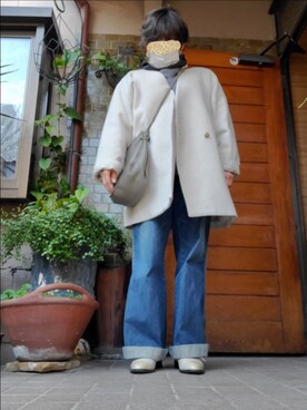 「アイテム（ローファー、ホワイト系）」を使った、yuico0さん（骨格ナチュラル・レディース・148cm）の冬コーディネート