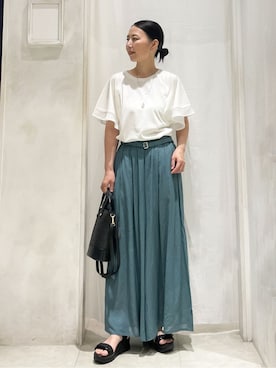 「アイテム（イヤリング、グレー系）」を使った、thshcさん（レディース・154cm）の夏コーディネート