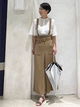 「アイテム（長傘、ホワイト系）」を使った、thshcさん（レディース・154cm）の夏コーディネート