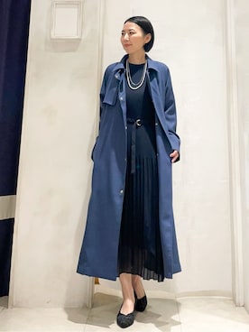 「アイテム（トレンチコート、ブルー系）」を使った、thshcさん（レディース・154cm）の冬コーディネート
