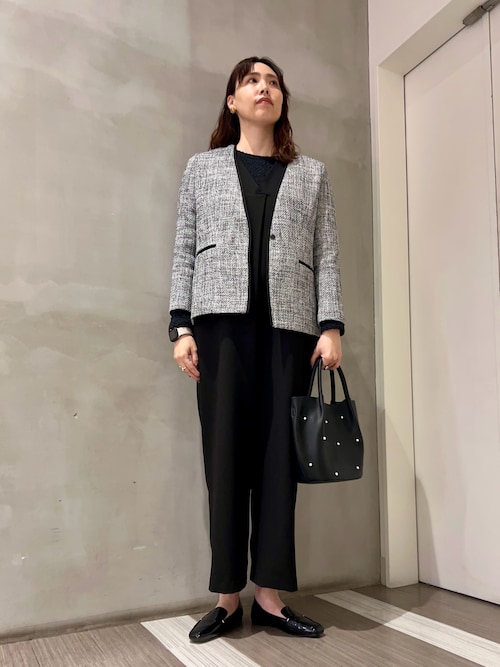 ツィードVネックロングジャケット｜オフィス/フォーマル/オケージョン