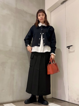 「アイテム（その他アウター、ブラウン系）」を使った、ﾀ ｶ ﾊ ｼさん（レディース・170cm）の秋コーディネート