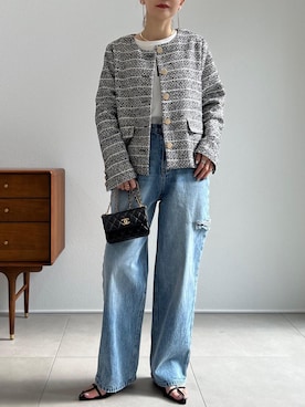 「リエディ」｜「アイテム（ノーカラージャケット）」を使った、yukikoさん（レディース・161cm）の冬コーディネート
