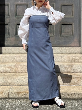 「アイテム（ジャンパースカート）」を使った、yukikoさん（レディース・161cm）の春コーディネート