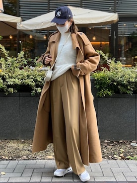 「オケージョン」｜「アイテム（ステンカラーコート）」を使った、yukikoさん（レディース・161cm）の冬コーディネート