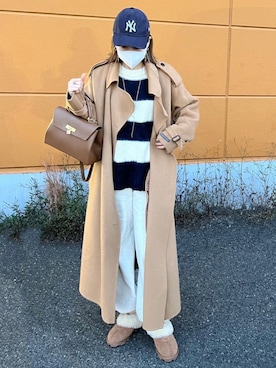 「リエディ」｜「アイテム（ステンカラーコート）」を使った、yukikoさん（レディース・161cm）の冬コーディネート
