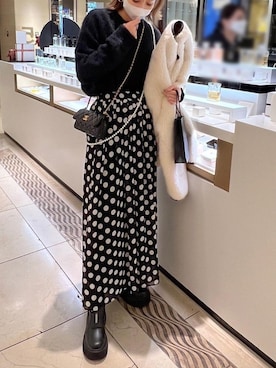 「ドット柄」｜yukikoさん（レディース・161cm）の冬コーディネート