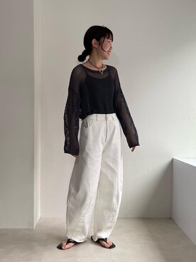 「fredy emue（フレディエミュ）のカーブデニムパンツ（デニムパンツ）」を使った、　さん（レディース・157cm）の春コーディネート