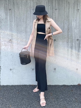 「アイテム（チューブトップ）」を使った、ᴿᴵᴱさん（レディース・161cm）の夏コーディネート