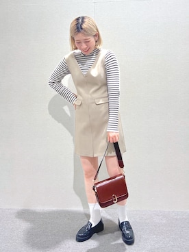 「ボーダーニット」｜「アイテム（ワンピース/ドレス）」を使った、aaii18さん（レディース・162cm）の春コーディネート