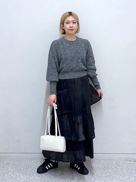 「FREE'S MART（フリーズマート）の◇アシメシャーリングティアードスカート（スカート）」を使った、aaii18さん（レディース・162cm）の冬コーディネート