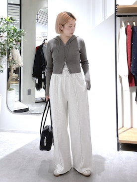 「FREE'S MART（フリーズマート）の◇配色リブショート丈ニットパーカー（ニット/セーター、ブラウン系）」を使った、aaii18さん（レディース・162cm）の春コーディネート