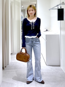 「FREE'S MART（フリーズマート）の◆２ＷＡＹスクエアバッグ（ハンドバッグ、ブラウン系）」を使った、aaii18さん（レディース・162cm）の冬コーディネート