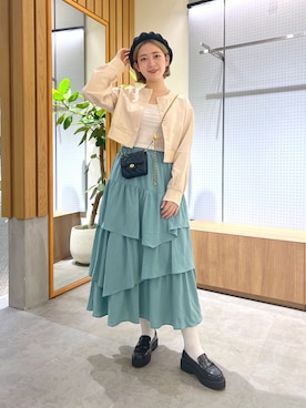 「ショート丈トップス」｜「アイテム（ハンチング/ベレー帽）」を使った、aaii18さん（レディース・162cm）の秋コーディネート