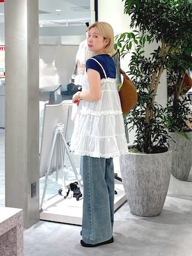 「FREE'S MART（フリーズマート）のハーフムーンバッグ（ハンドバッグ）」を使った、aaii18さん（レディース・162cm）の夏コーディネート