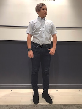 「サックスブルー」｜BRICK HOUSE by Tokyo Shirts 幕張新都心イオンモール店さん（メンズ・165cm）の夏コーディネート