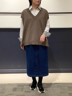 「アイテム（ビジネスシャツ）」を使った、BRICK HOUSE by Tokyo Shirts 幕張新都心イオンモール店さん（レディース・160cm）の秋コーディネート