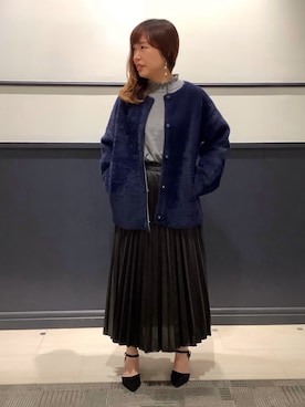 「TOKYO SHIRTS（トウキョウシャツ）のもちもち フリルネック プルオーバー（ニット/セーター）」を使った、BRICK HOUSE by Tokyo Shirts 幕張新都心イオンモール店さん（レディース・152cm）の冬コーディネート