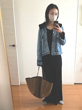 「寒い」｜「アイテム（デニムジャケット）」を使った、rie8さん（レディース・159cm）の秋コーディネート