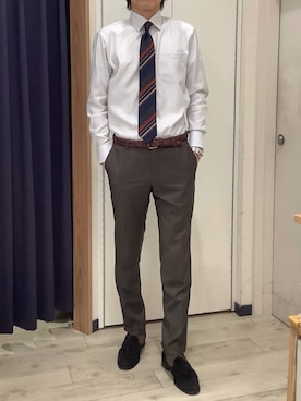 「アイテム（ビジネスシャツ）」を使った、BRICK HOUSE by Tokyo Shirts ナゴヤドーム前イオンモール店さん（メンズ・183cm）の秋コーディネート