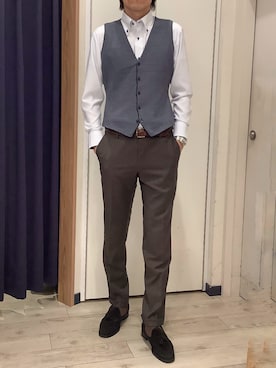 「アイテム（ビジネスシャツ）」を使った、BRICK HOUSE by Tokyo Shirts ナゴヤドーム前イオンモール店さん（メンズ・183cm）の秋コーディネート