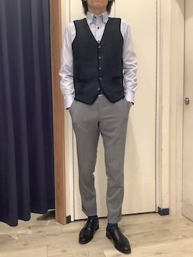 「アイテム（ビジネスシャツ）」を使った、BRICK HOUSE by Tokyo Shirts ナゴヤドーム前イオンモール店さん（メンズ・183cm）の冬コーディネート