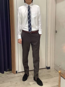 「アイテム（ビジネスシャツ）」を使った、BRICK HOUSE by Tokyo Shirts ナゴヤドーム前イオンモール店さん（メンズ・183cm）の秋コーディネート