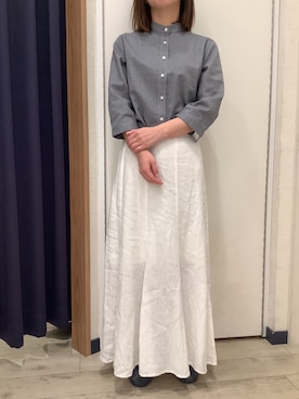 「TOKYO SHIRTS（トウキョウシャツ）の【Pitta Re:)】ふわっとガーゼシャツ レギュラーシルエット 七分袖 綿100% レディース カジュアルシャツ（シャツ/ブラウス、グレー系）」を使った、BRICK HOUSE by Tokyo Shirts ナゴヤドーム前イオンモール店さん（レディース・165cm）の春コーディネート