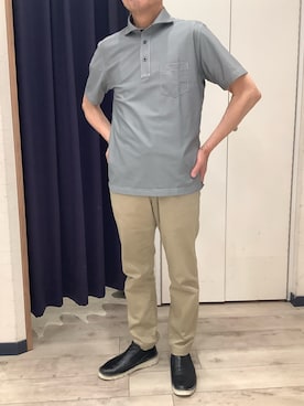 「TOKYO SHIRTS（トウキョウシャツ）のビズポロ コンフォートドライ 半袖ポロシャツ（ポロシャツ、グレー系）」を使った、BRICK HOUSE by Tokyo Shirts ナゴヤドーム前イオンモール店さん（レディース・165cm）の春コーディネート