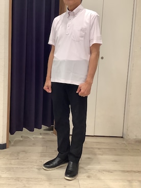 「TOKYO SHIRTS（トウキョウシャツ）のビズポロ ポロシャツ コンフォートドライ 半袖 メンズ（ポロシャツ、ピンク系）」を使った、BRICK HOUSE by Tokyo Shirts ナゴヤドーム前イオンモール店さん（メンズ・167cm）の夏コーディネート