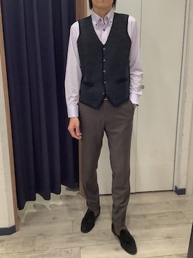 「アイテム（ビジネスシャツ）」を使った、BRICK HOUSE by Tokyo Shirts ナゴヤドーム前イオンモール店さん（メンズ・183cm）の秋コーディネート