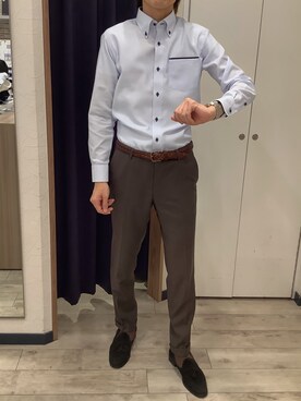 「アイテム（ビジネスシャツ）」を使った、BRICK HOUSE by Tokyo Shirts ナゴヤドーム前イオンモール店さん（メンズ・183cm）の秋コーディネート