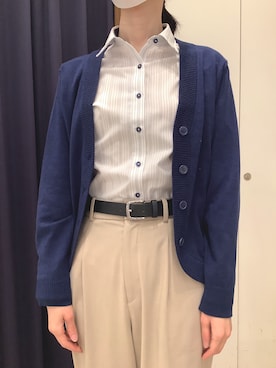 「TOKYO SHIRTS（トウキョウシャツ）の形態安定ノーアイロン レギュラー 長袖ビジネスワイシャツ（ビジネスシャツ、ブルー系）」を使った、BRICK HOUSE by Tokyo Shirts ナゴヤドーム前イオンモール店さん（レディース・165cm）の春コーディネート