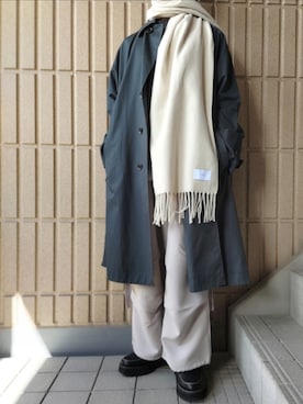 「カラー×コーデ」｜「アイテム（ステンカラーコート）」を使った、KEI【低身長コーデ】さん（メンズ・161cm）の秋コーディネート