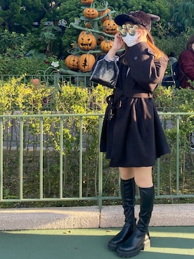 「ブーツコーデ」｜「アイテム（ダウンジャケット/コート）」を使った、nami さん（レディース・157cm）の秋コーディネート