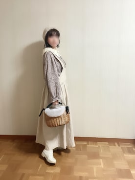 「アイテム（ヘアアクセサリー）」を使った、𝚝𝚎𝚝𝚘さん（レディース・156cm）の冬コーディネート