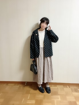 「アイテム（ノーカラージャケット）」を使った、𝚝𝚎𝚝𝚘さん（レディース・156cm）の秋コーディネート
