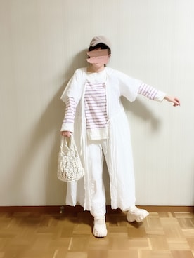 「スカラップ」｜「アイテム（ワンピース/ドレス）」を使った、𝚝𝚎𝚝𝚘さん（レディース・155cm）の春コーディネート
