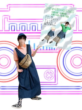 「アイテム（オレンジ系）」を使った、𝚝𝚎𝚝𝚘さん（レディース・156cm）の夏コーディネート