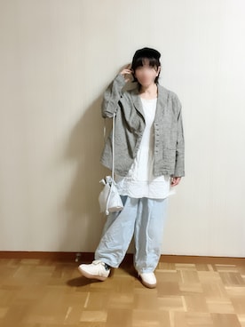 「アイテム（ノーカラージャケット）」を使った、𝚝𝚎𝚝𝚘さん（レディース・156cm）の秋コーディネート