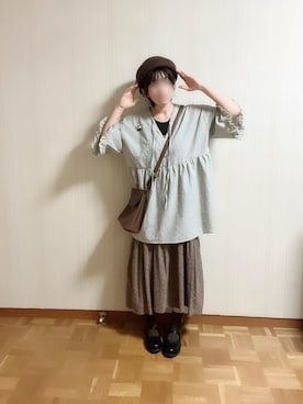 「アイテム（バッグ）」を使った、𝚝𝚎𝚝𝚘さん（レディース・155cm）の秋コーディネート